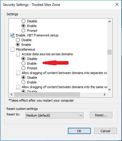 IE setting
