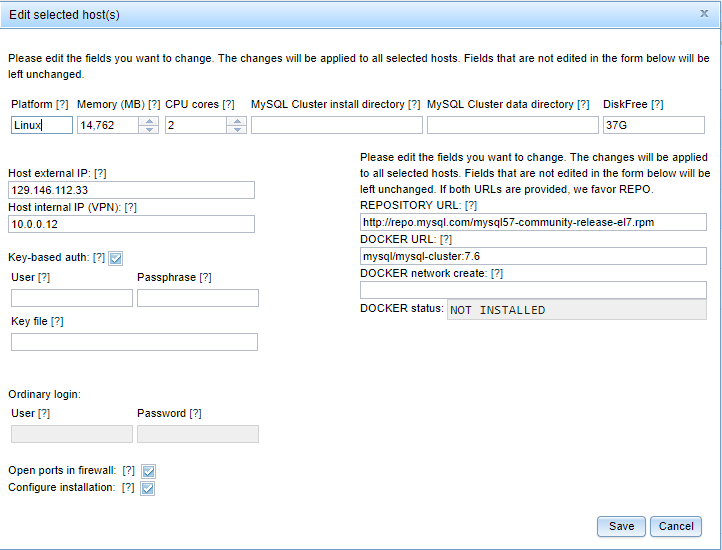 Edit selected hosts